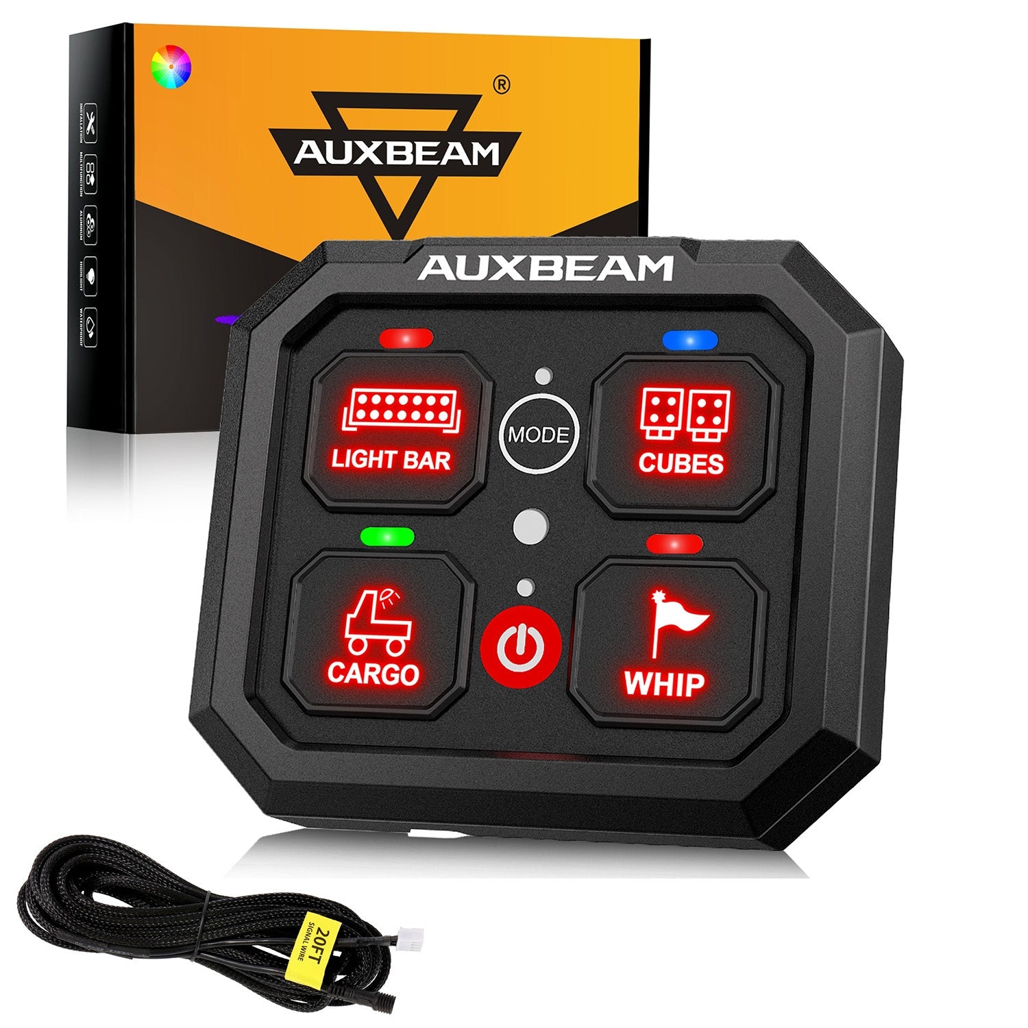RGB Series 4 Gang (RA40) Switch Panel, Toggle/ Momentary/ Pulsed Mode Supported (One-Sided Outlet)
