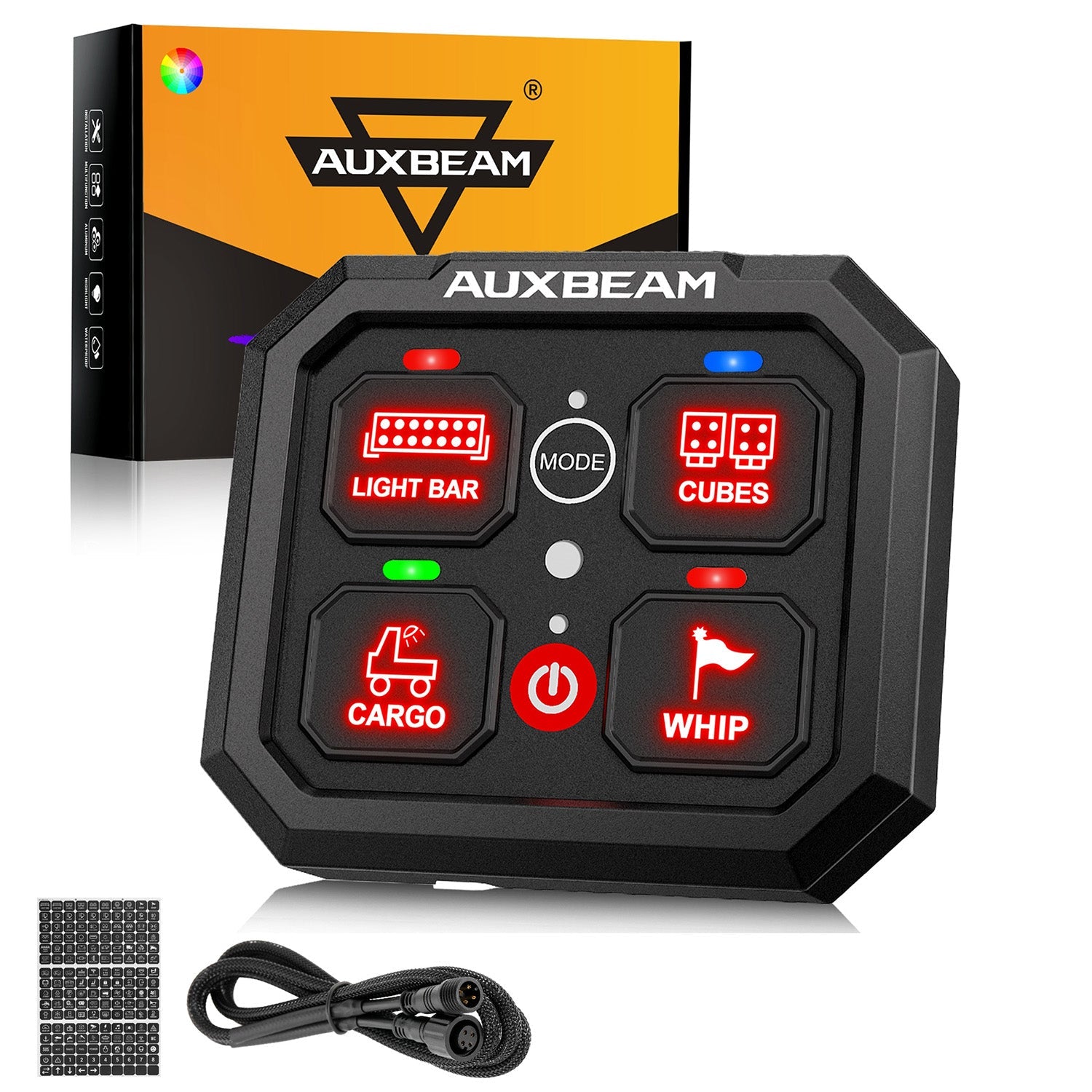 RGB Series 4 Gang (RA40) Switch Panel, Toggle/ Momentary/ Pulsed Mode Supported (One-Sided Outlet)