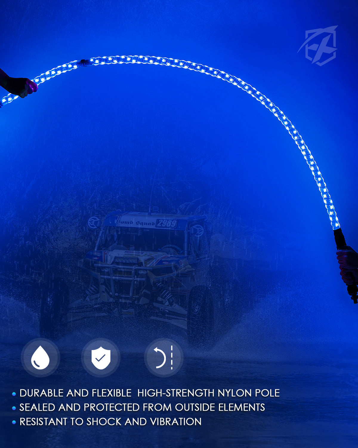 Xprite Spiral RGB LED Whip Lights – Off-Road Flag Pole Chase Lights for UTV, ATV, Polaris RZR  | Twister Series