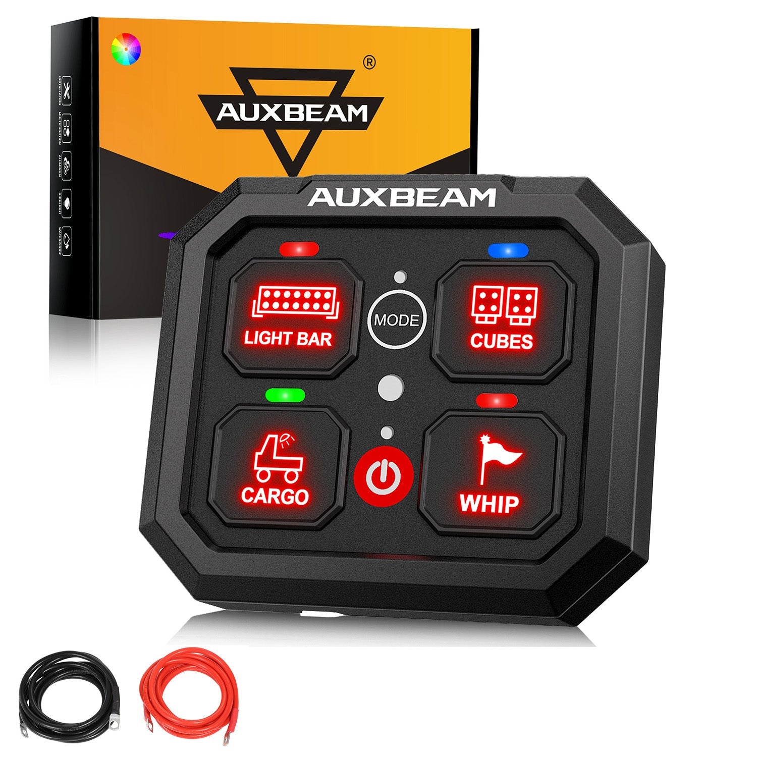 RGB Series 4 Gang (RA40) Switch Panel, Toggle/ Momentary/ Pulsed Mode Supported (One-Sided Outlet)