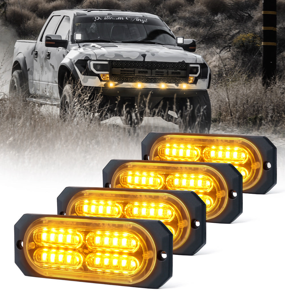 Xprite  LED Surface Mount Strobe Lights Waterproof Grille Emergency Lights for Trucks Work Vehicles and SUVs