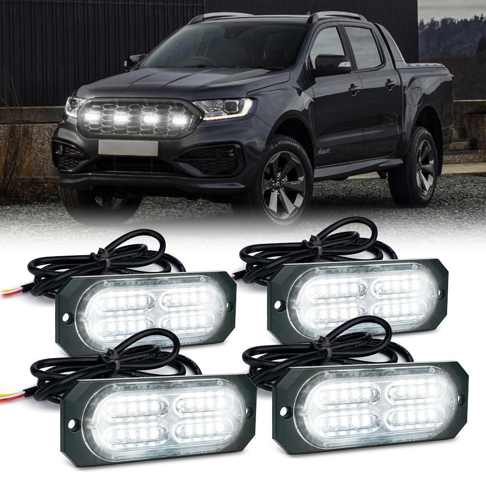 Xprite  LED Surface Mount Strobe Lights Waterproof Grille Emergency Lights for Trucks Work Vehicles and SUVs