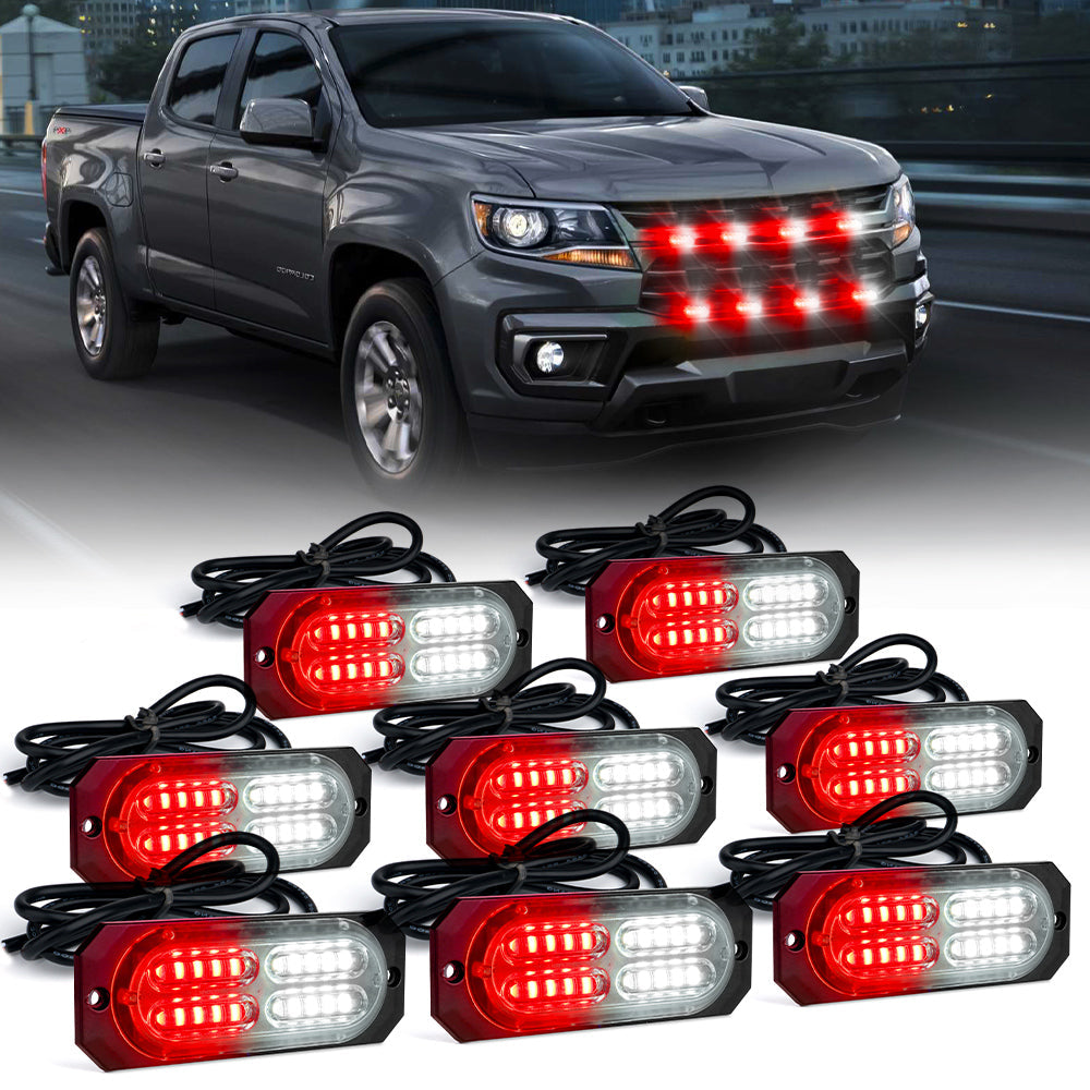 Xprite  LED Surface Mount Strobe Lights Waterproof Grille Emergency Lights for Trucks Work Vehicles and SUVs