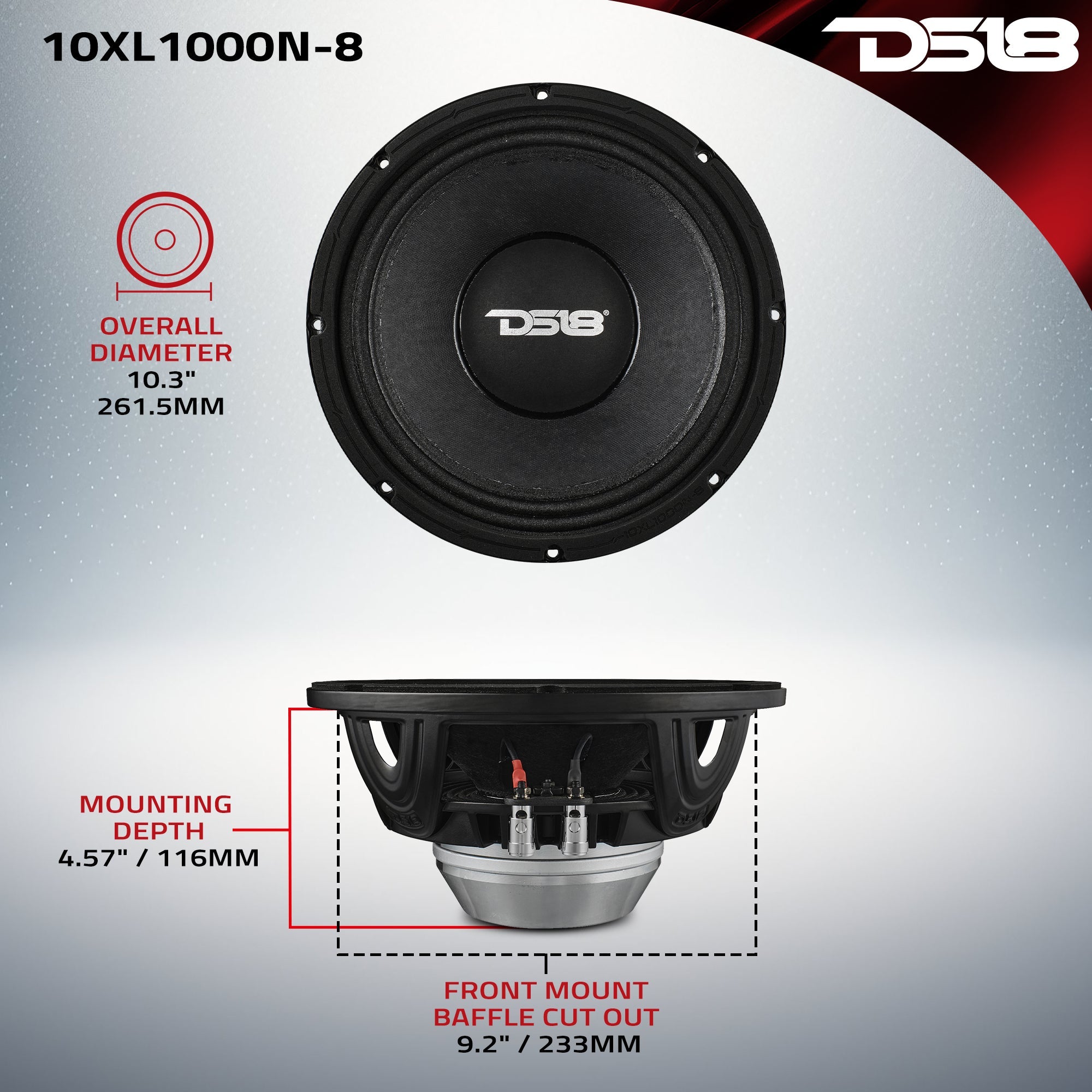 XL 10" Mid-Range Loudspeaker 8-Ohm with Neodymium Magnet 500 Watts RMS