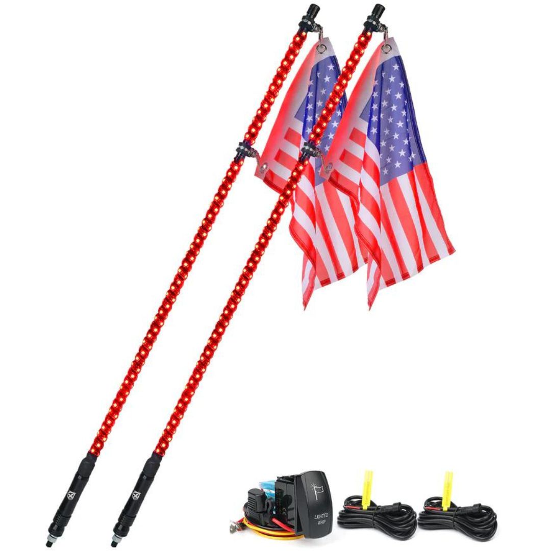 Xprite Spiral RGB LED Whip Lights – Off-Road Flag Pole Chase Lights for UTV, ATV, Polaris RZR  | Twister Series
