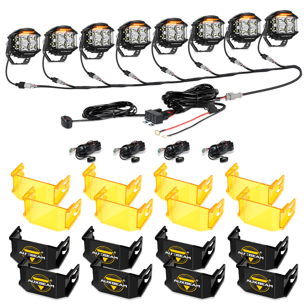 V-MAX Series | 4 Inch 92W 8960LM Combo Beam Side Shooter LED Round Pod Lights with Amber DRL