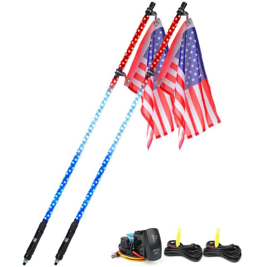Xprite Spiral RGB LED Whip Lights – Off-Road Flag Pole Chase Lights for UTV, ATV, Polaris RZR  | Twister Series