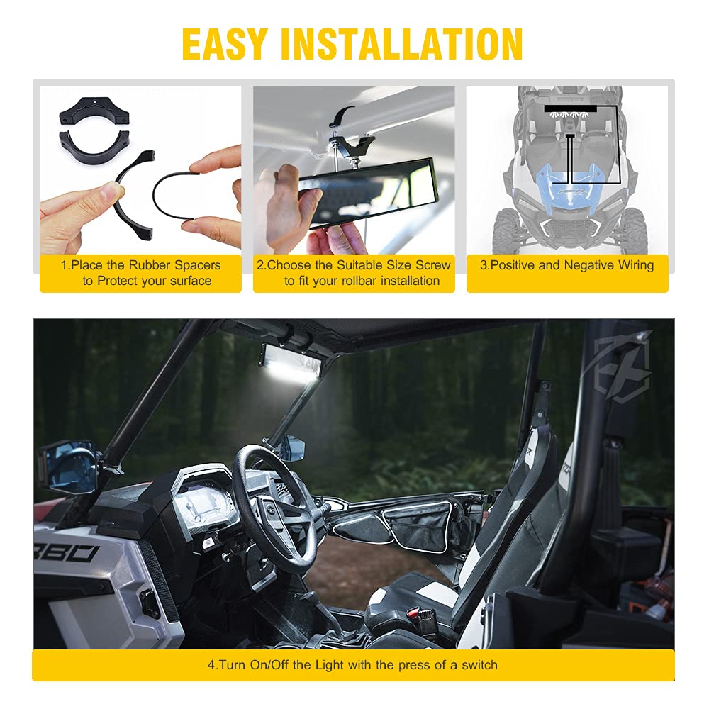 Xprite  UTV Rear View Mirror with LED Lights 17.5” Convex Wide Angle Mirror | Spirit Series
