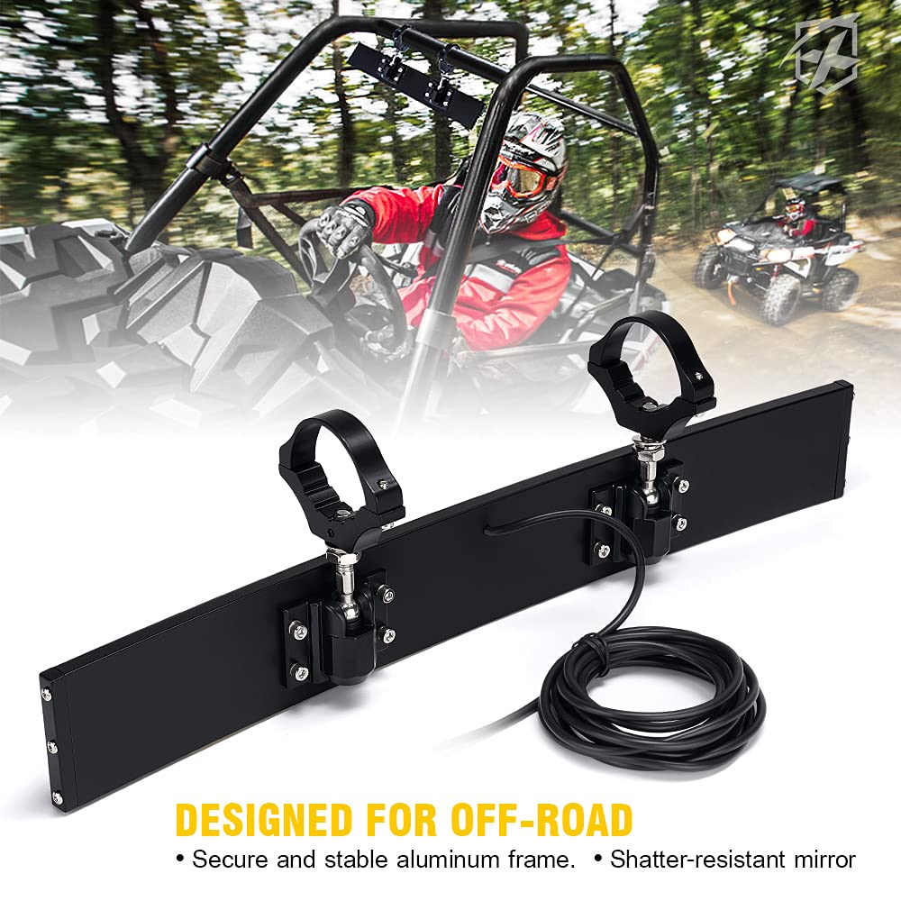 Xprite  UTV Rear View Mirror with LED Lights 17.5” Convex Wide Angle Mirror | Spirit Series