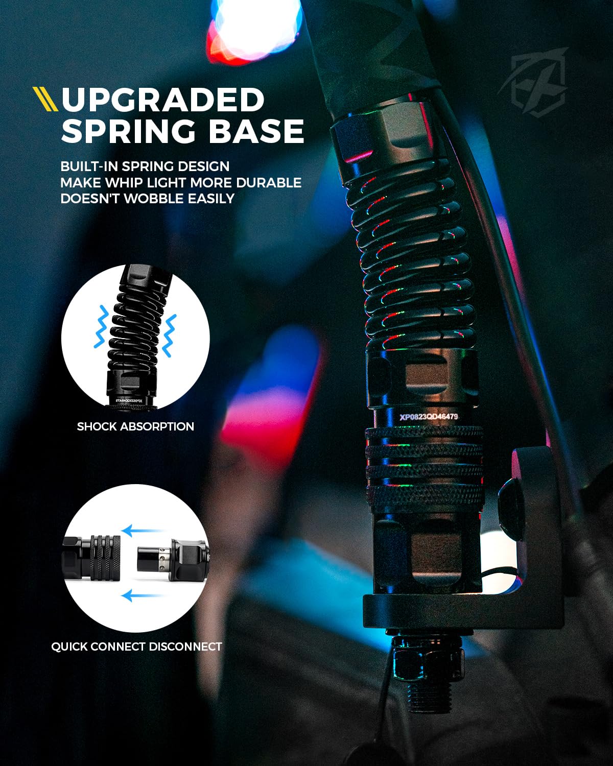 Xprite RGB LED ATV & UTV  Whip Light  With Spring Mount