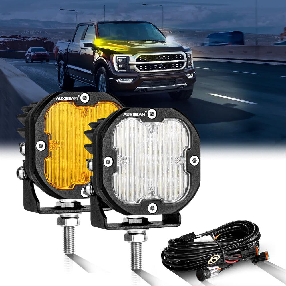 3 Inch 80W 9600LM LED Pods Lights White&Amber for FORD
