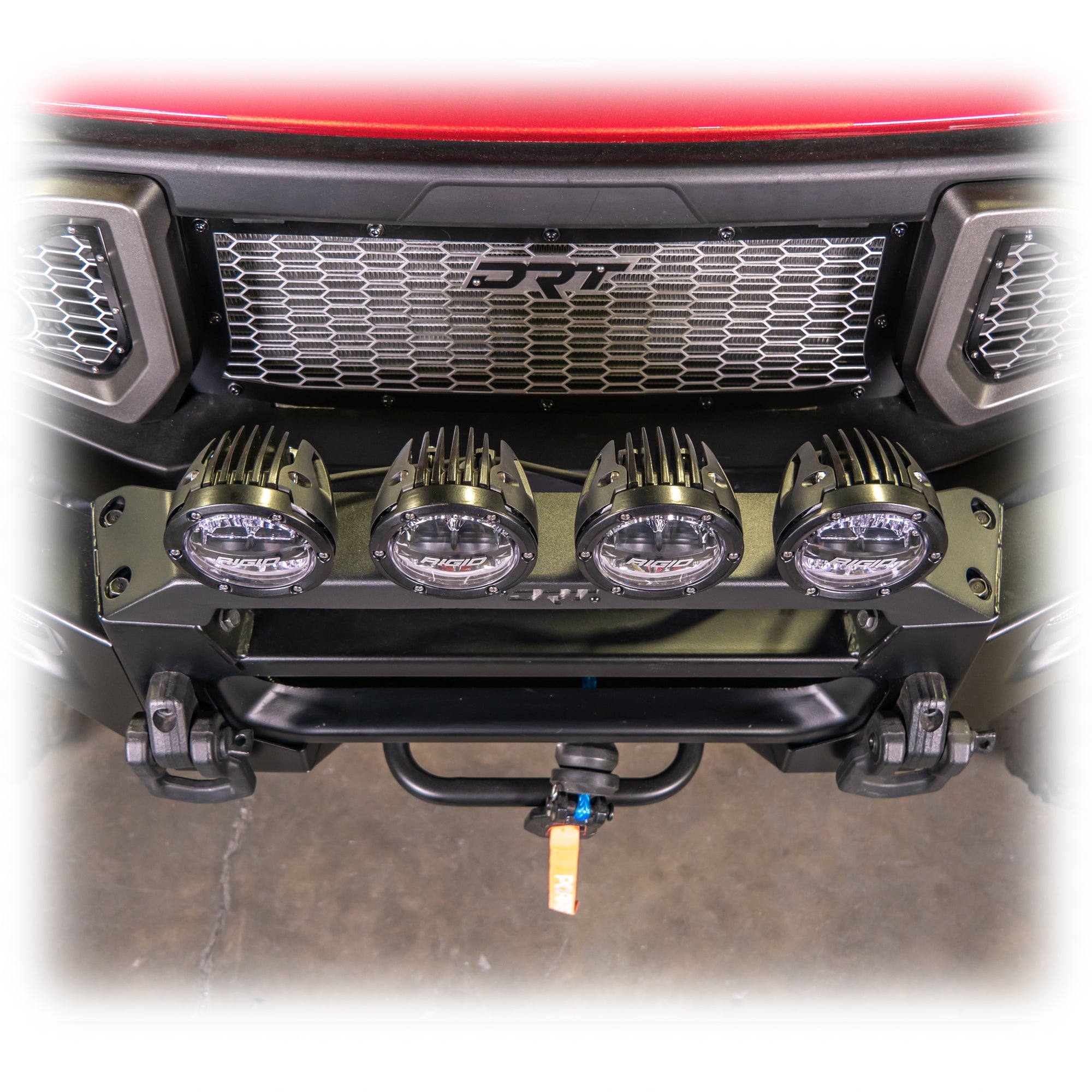 DRT Polaris Ranger XD 1500 2024+ Front Bumper Light Bracket Kit with ligths installed Top view
