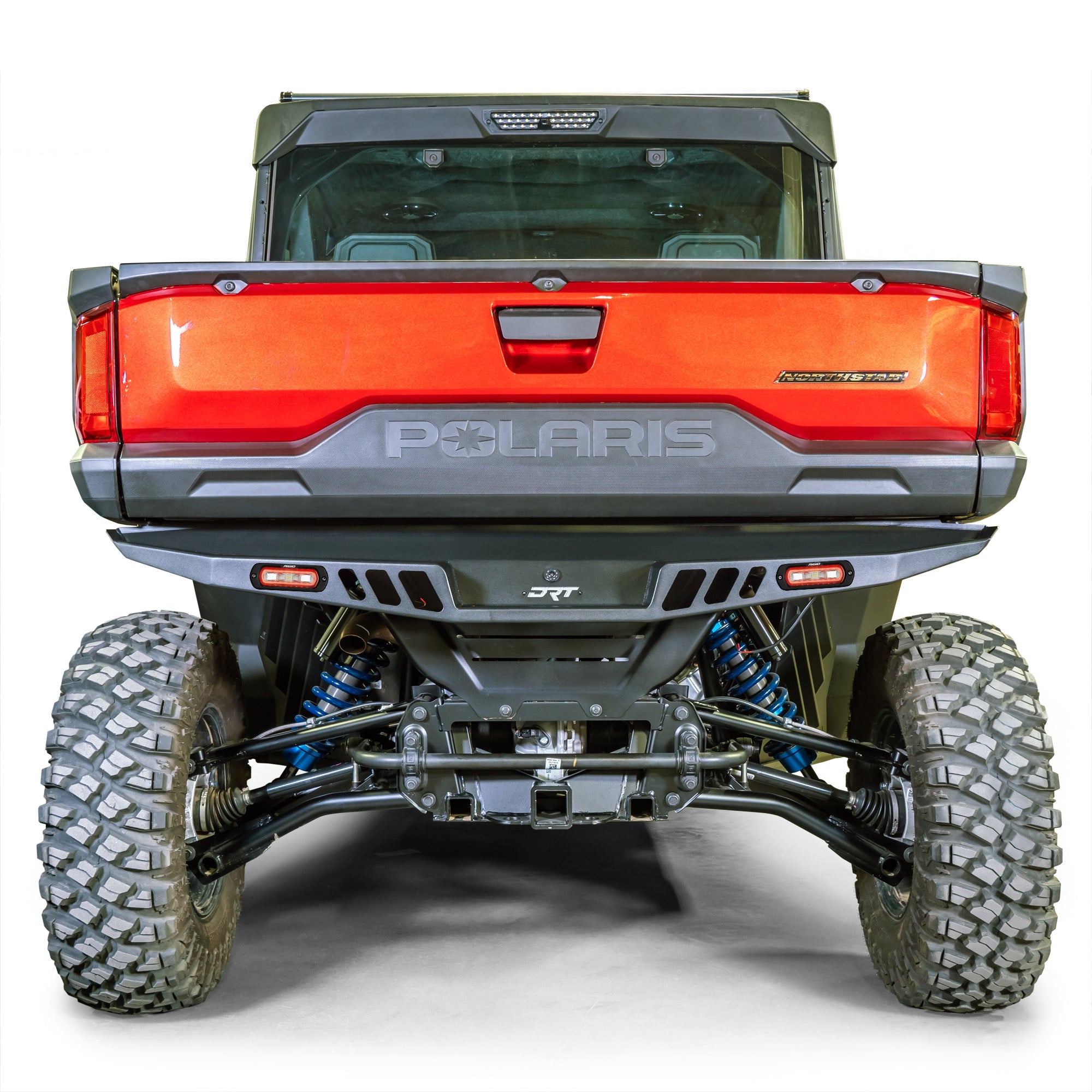 DRT Polaris Ranger XD 1500 2024+ Rear Bumper red lights on bumper turned on Front view 