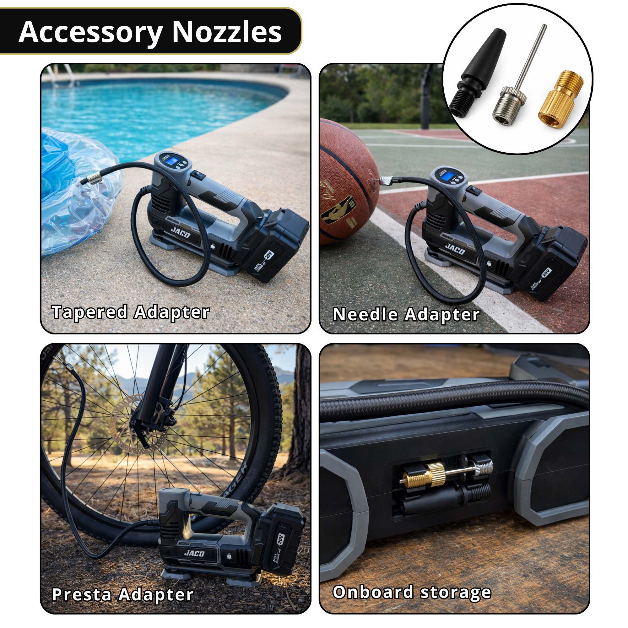 20V Cordless Tire Inflator Portable Air Compressor | 3.0Ah Lithium-Ion Battery Powered Air Pump