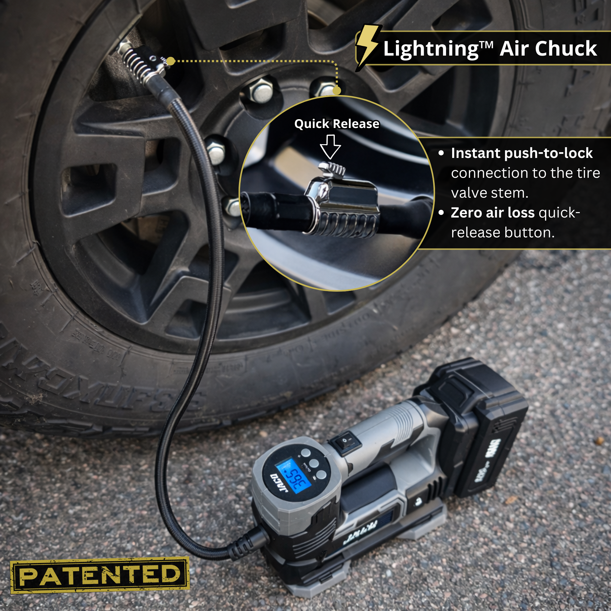 20V Cordless Tire Inflator Portable Air Compressor | 3.0Ah Lithium-Ion Battery Powered Air Pump