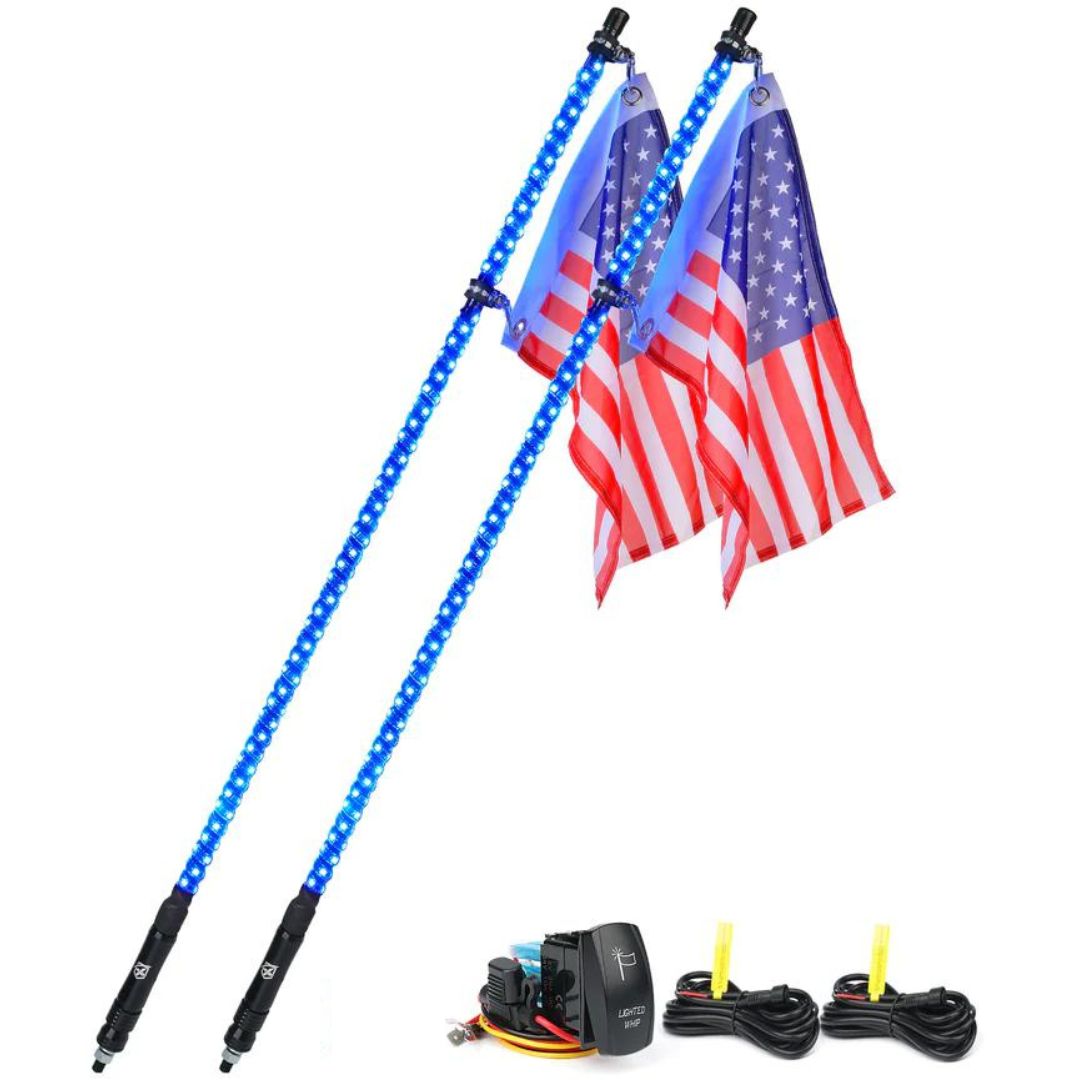 Xprite Spiral RGB LED Whip Lights – Off-Road Flag Pole Chase Lights for UTV, ATV, Polaris RZR  | Twister Series