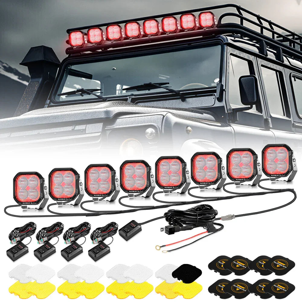 Color Play Series 3 Inch 116W RGB LED Pod Lights Flood Off Road Lights With 8 Backlight Options