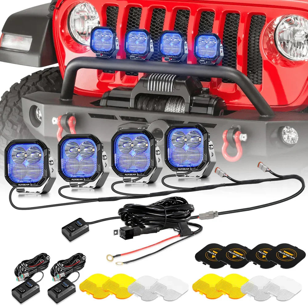 Color Play Series 3 Inch 116W RGB LED Pod Lights Combo Off Road Lights With 8 Backlight Options