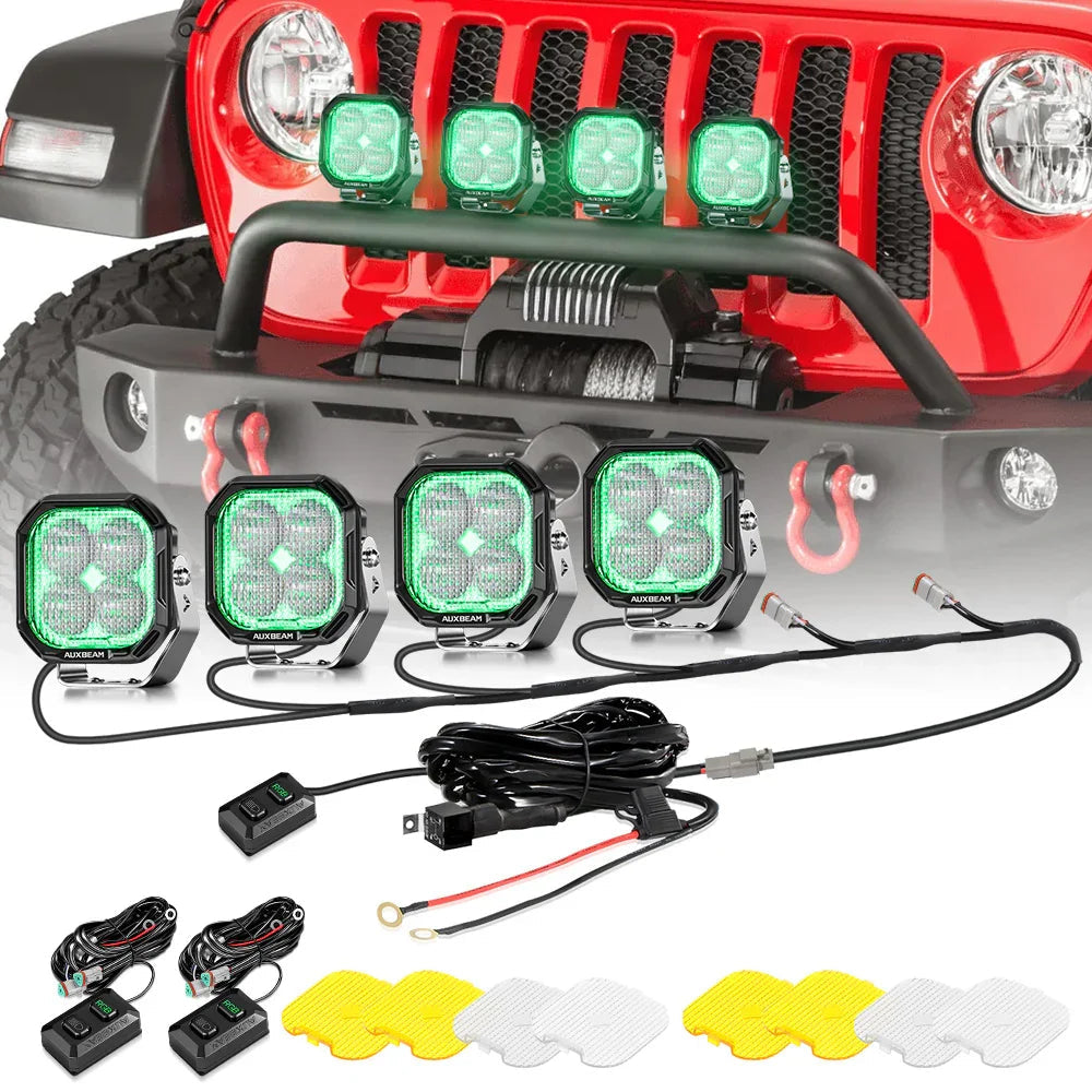 Color Play Series 3 Inch 116W RGB LED Pod Lights Off Road Lights With 8 Backlight Options