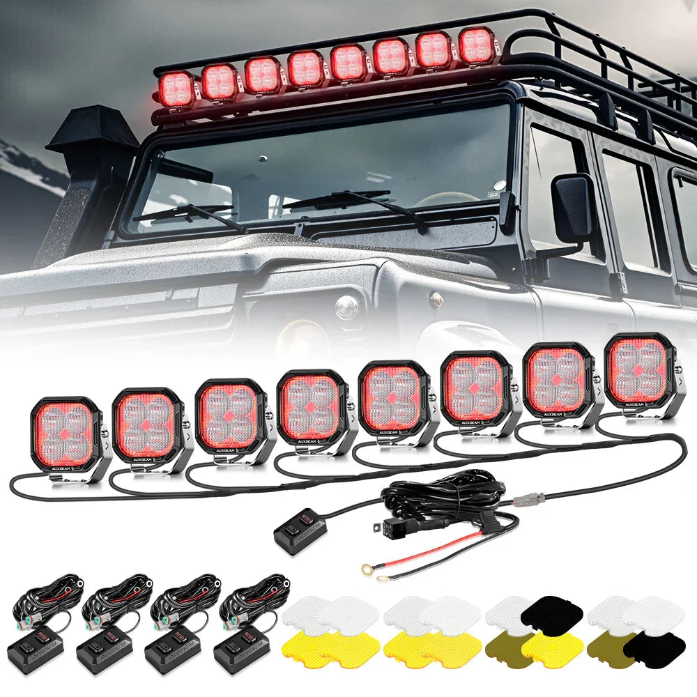 Color Play Series 3 Inch 116W RGB LED Pod Lights Flood Off Road Lights With 8 Backlight Options