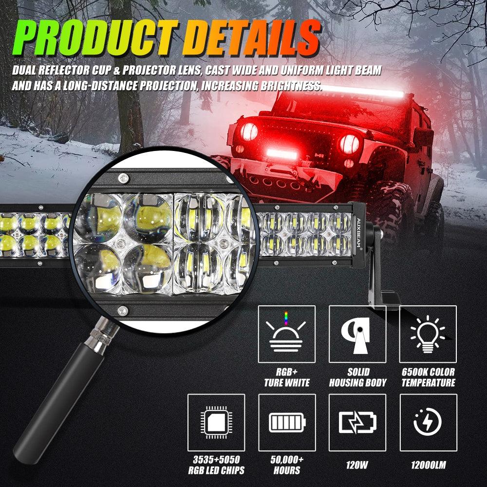 New 22 Inch V-PRO Series Straight RGBW Color Changing Off Road Led Light Bar for ATV UTV SIDE BY SIDES