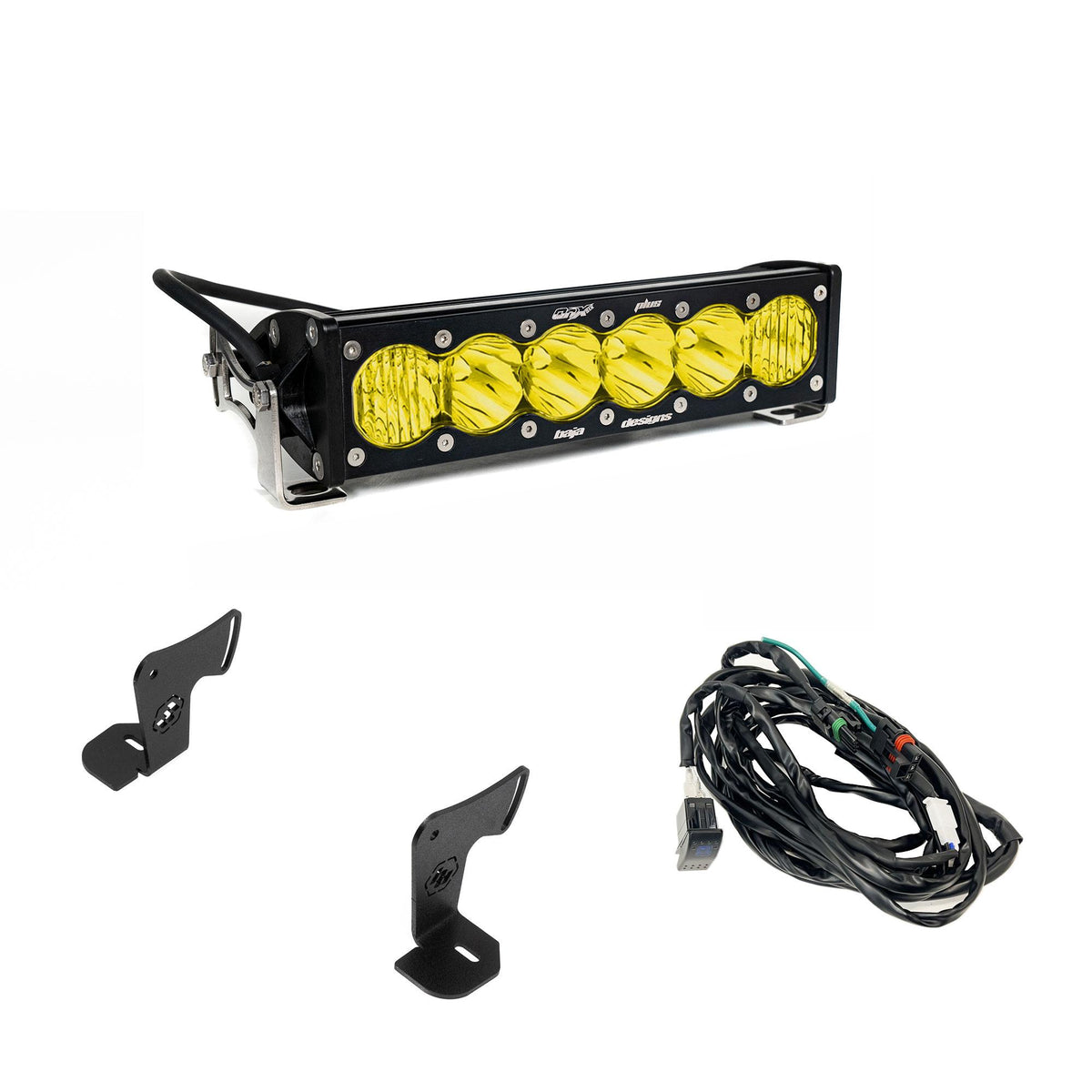 OnX6+ 10 Inch Light Bar Hood Mount Kit Polaris 2025 RZR ProR; ProS; ProXP, Baja Amber Baja Designs