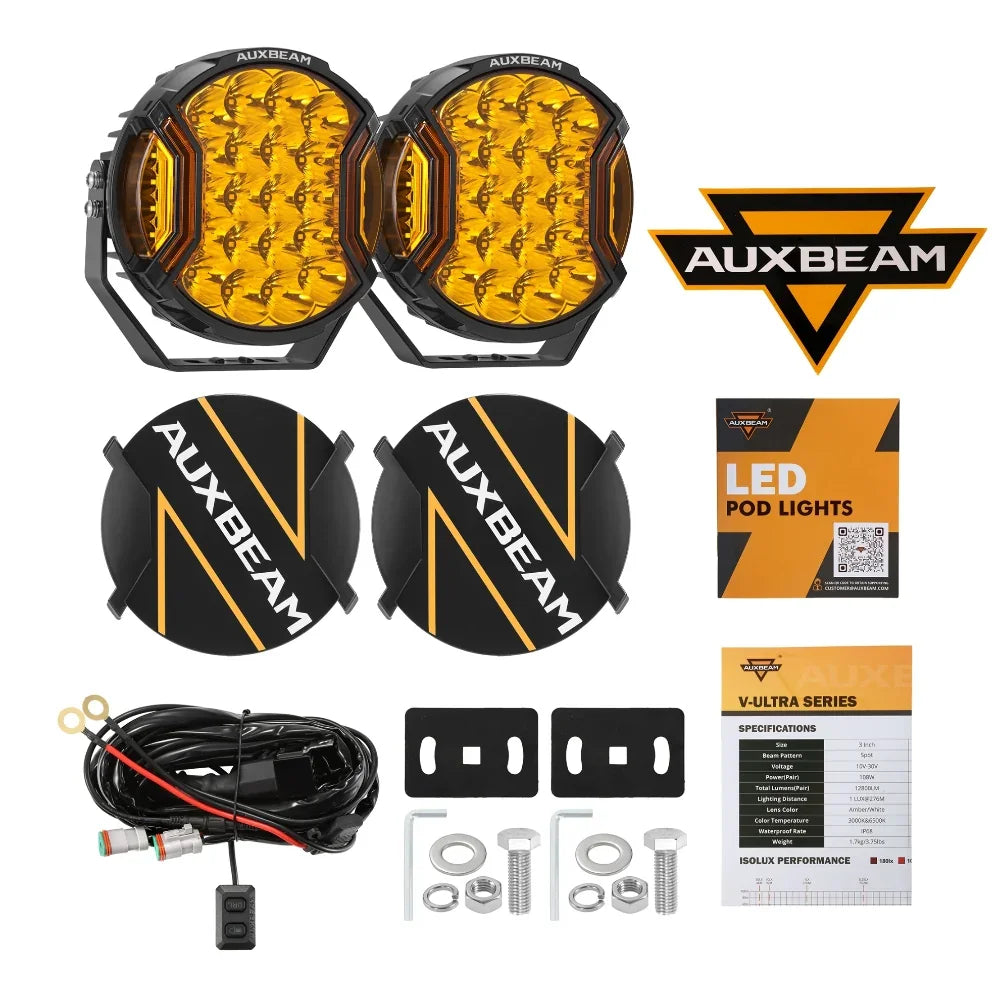 V-ULTRA Series | 9 Inch 300W LED Side Shooter Amber Driving Lights with Amber DRL
