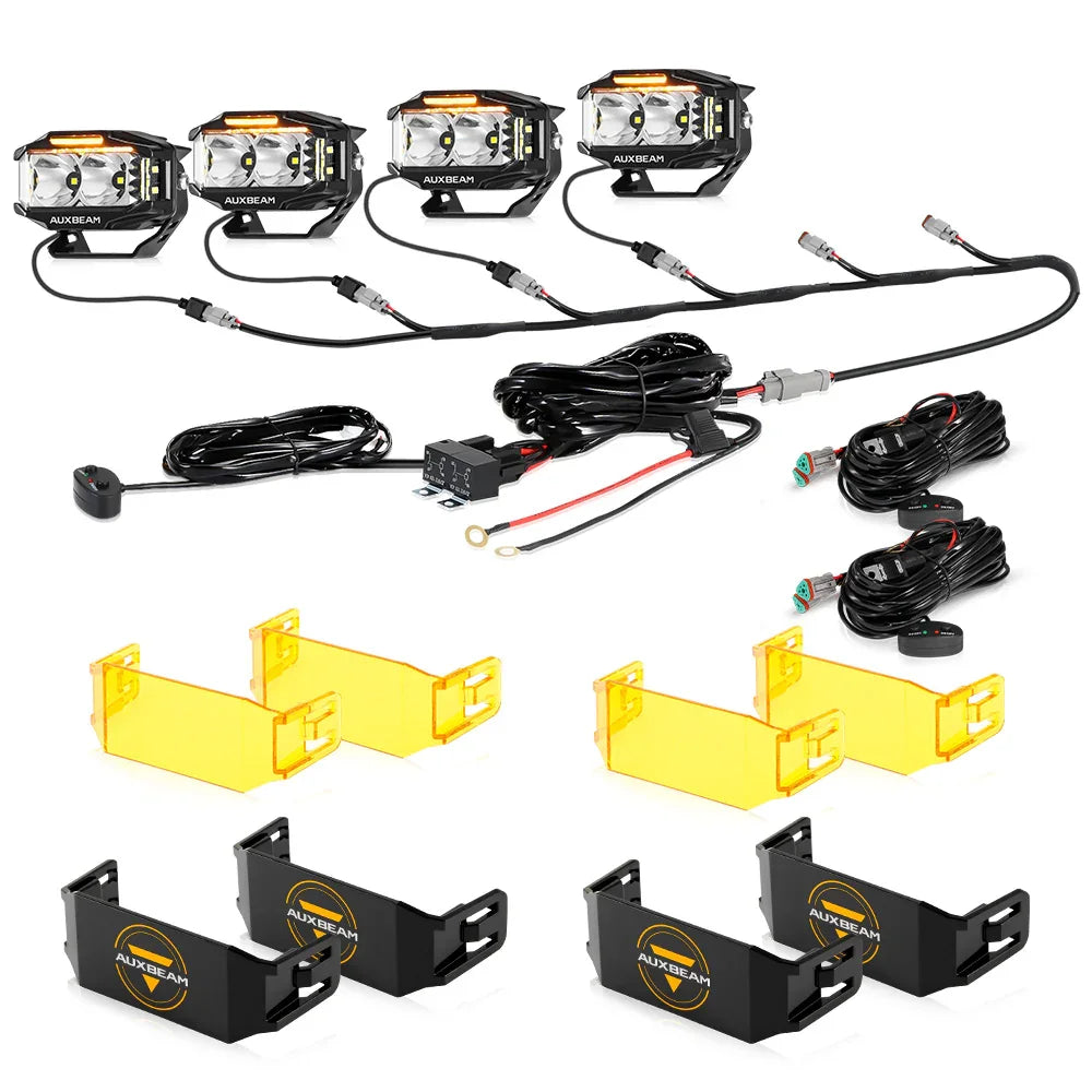 V-MAX Series | 4 Inch 72W 6960LM Spot Beam Side Shooter LED Rectangular Pod Lights with Amber DRL