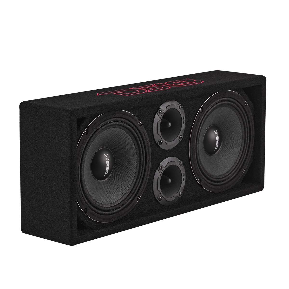 Loaded Voceteo Enclosure with Dual 8" Speakers, Dual 3.78" Tweeters, Amplifier & Speakon Cable