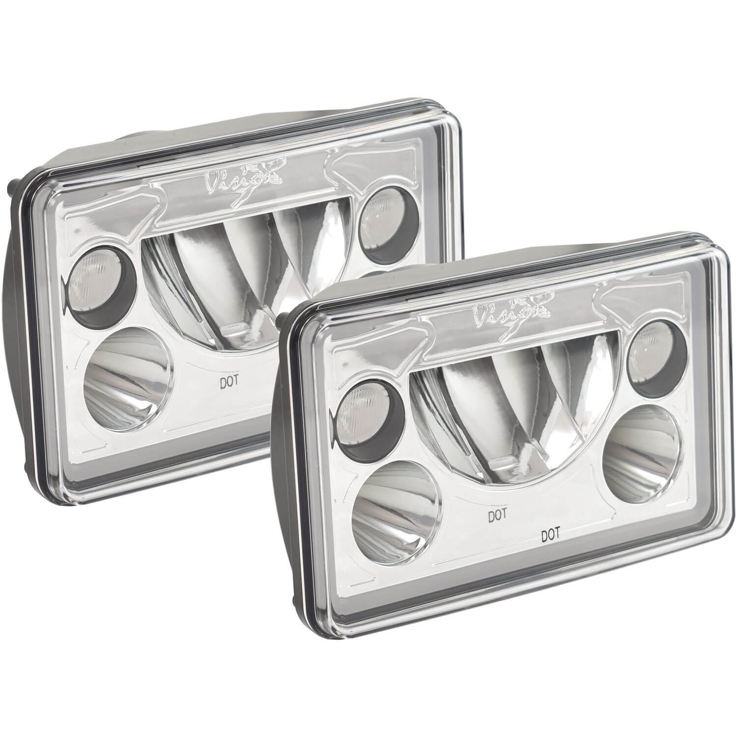 4x6" VX Series LED Headlight Kit - Chrome | Amber Halo