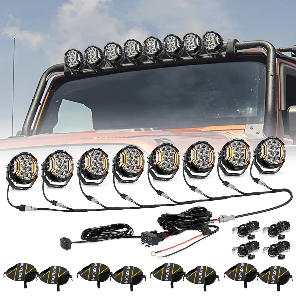 V-ULTRA Series  3/5/7/9 Inch LED Side Shooter Amber/White Pod Lights with Amber DRL