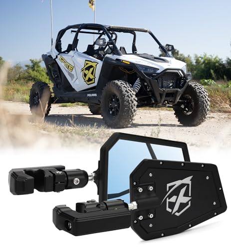 Xprite UTV Side Mirrors Adjustable Bracket – Universal Roll Bar Rear View Mirrors for RZR & Can-Am