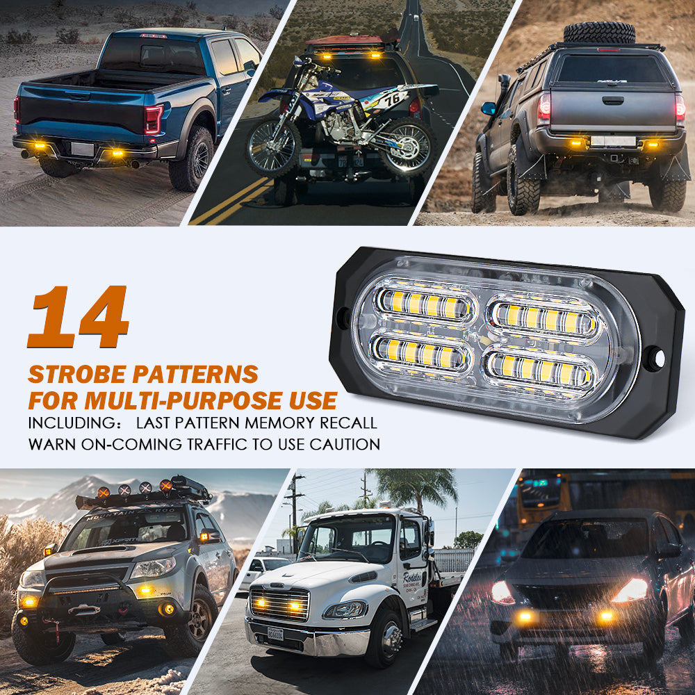 Xprite  LED Surface Mount Strobe Lights Waterproof Grille Emergency Lights for Trucks Work Vehicles and SUVs