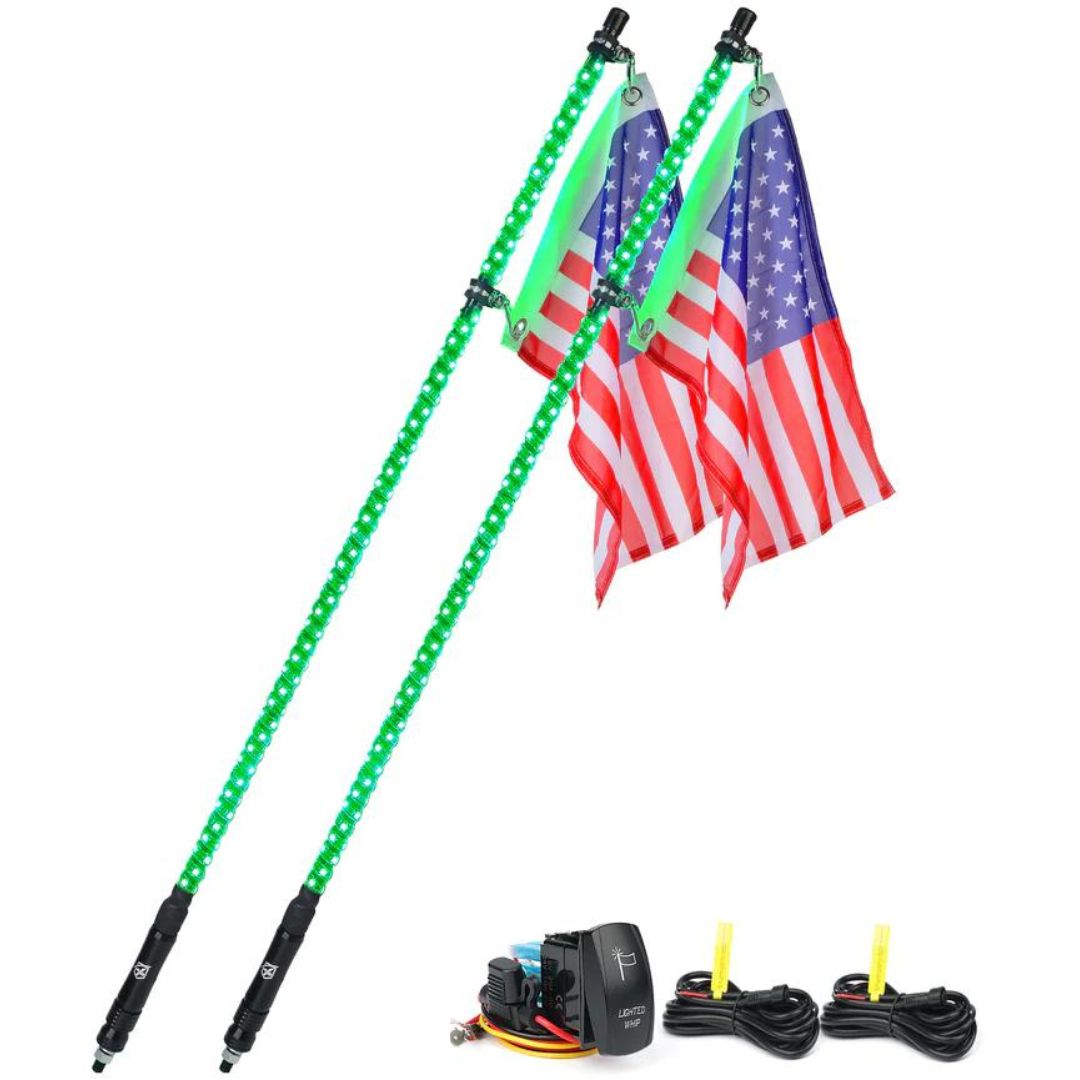 Xprite Spiral RGB LED Whip Lights – Off-Road Flag Pole Chase Lights for UTV, ATV, Polaris RZR  | Twister Series