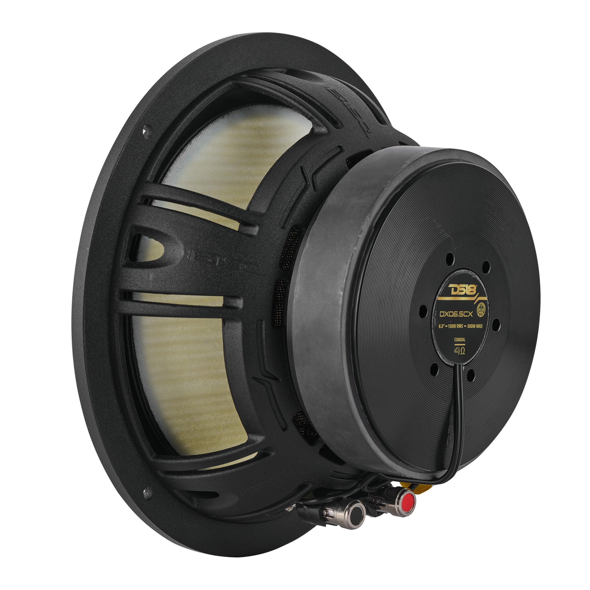DXQ 6.5" 2-Way Coaxial Speaker with Yellow Straw and Composite Foam Cone | 150W RMS 4-Ohm
