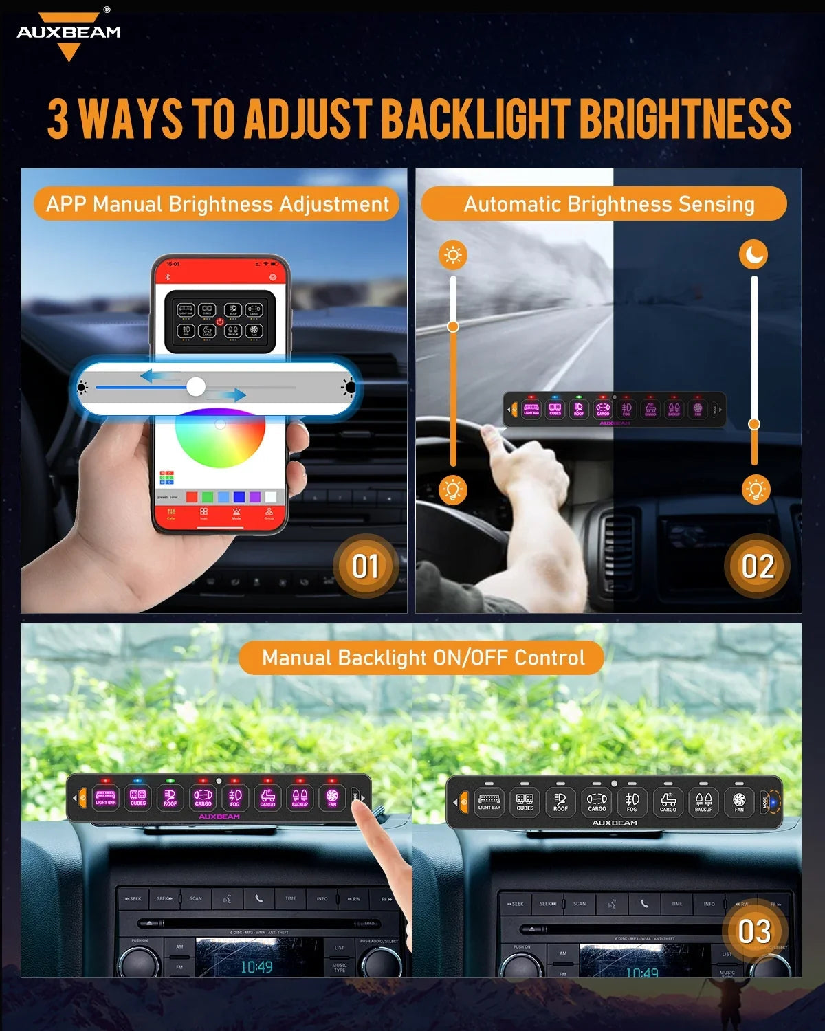 AS Series 8 Gang (AS-800) RGB Slim Switch Panel with APP&Remote Control, Toggle/ Momentary/ Pulsed Mode Supported(One-Sided Outlet)