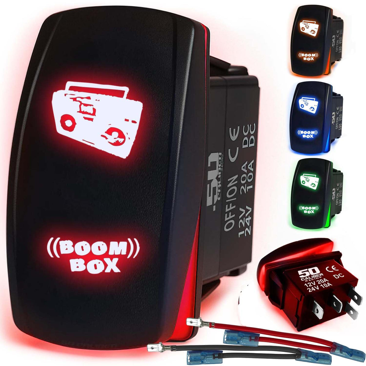 Waterproof Funny Rocker Switch 12v ON/Off, LED Backlit with Etched Design w/Toggle Switch 12v - UTV, Auto, Boat 20A Variation