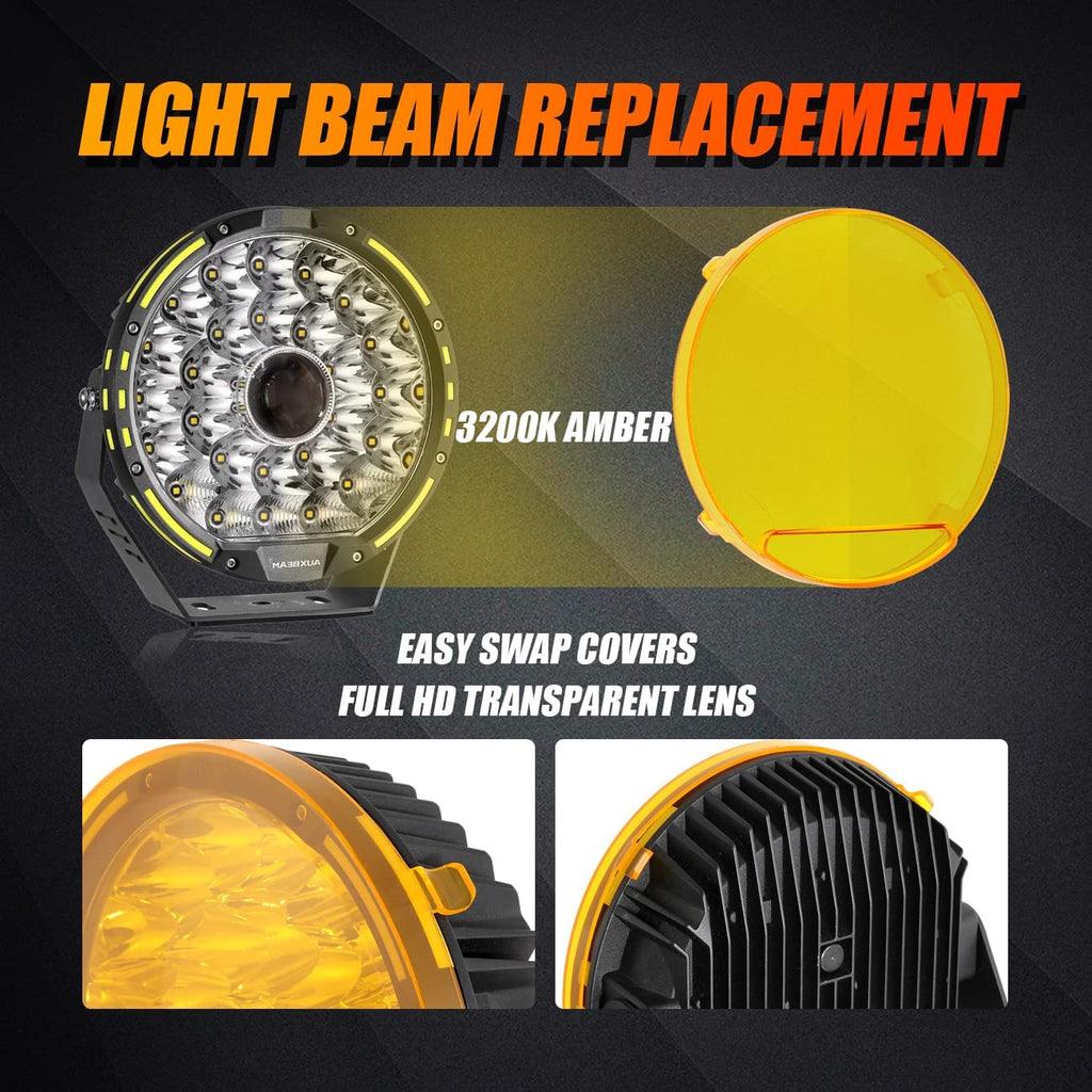(2pcs/set) 9 INCH 270W 37776LM 360-PRO Series Custom Lens Offroad LED Driving Lights+Amber/Black Covers(Optional) for JEEP WRANGLER JL JK TJ