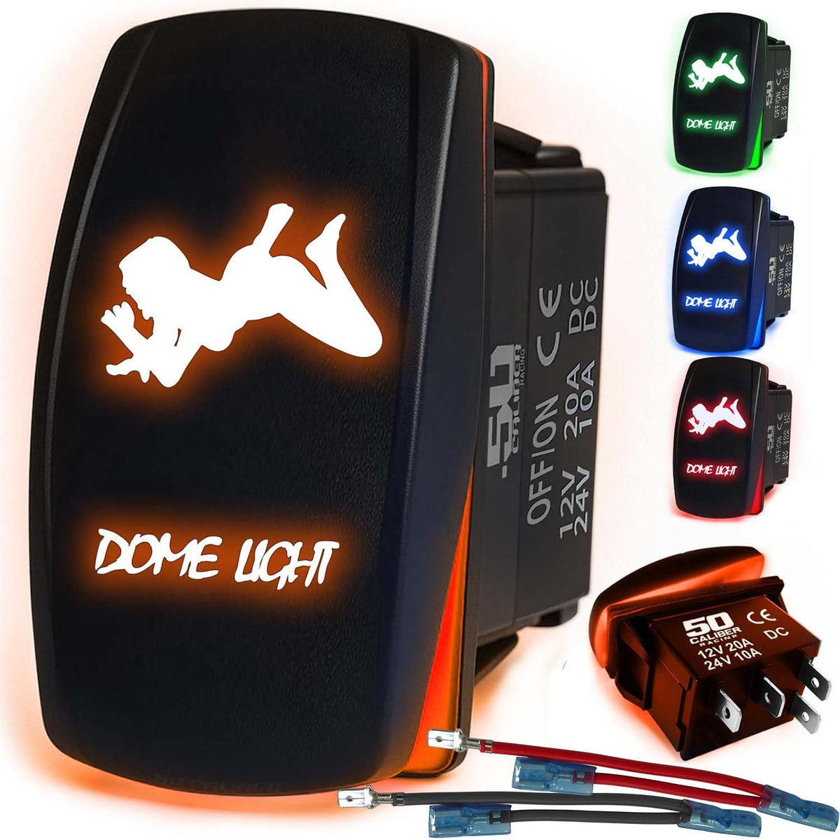 Waterproof Funny Rocker Switch 12v ON/Off, LED Backlit with Etched Design w/Toggle Switch 12v - UTV, Auto, Boat 20A Variation