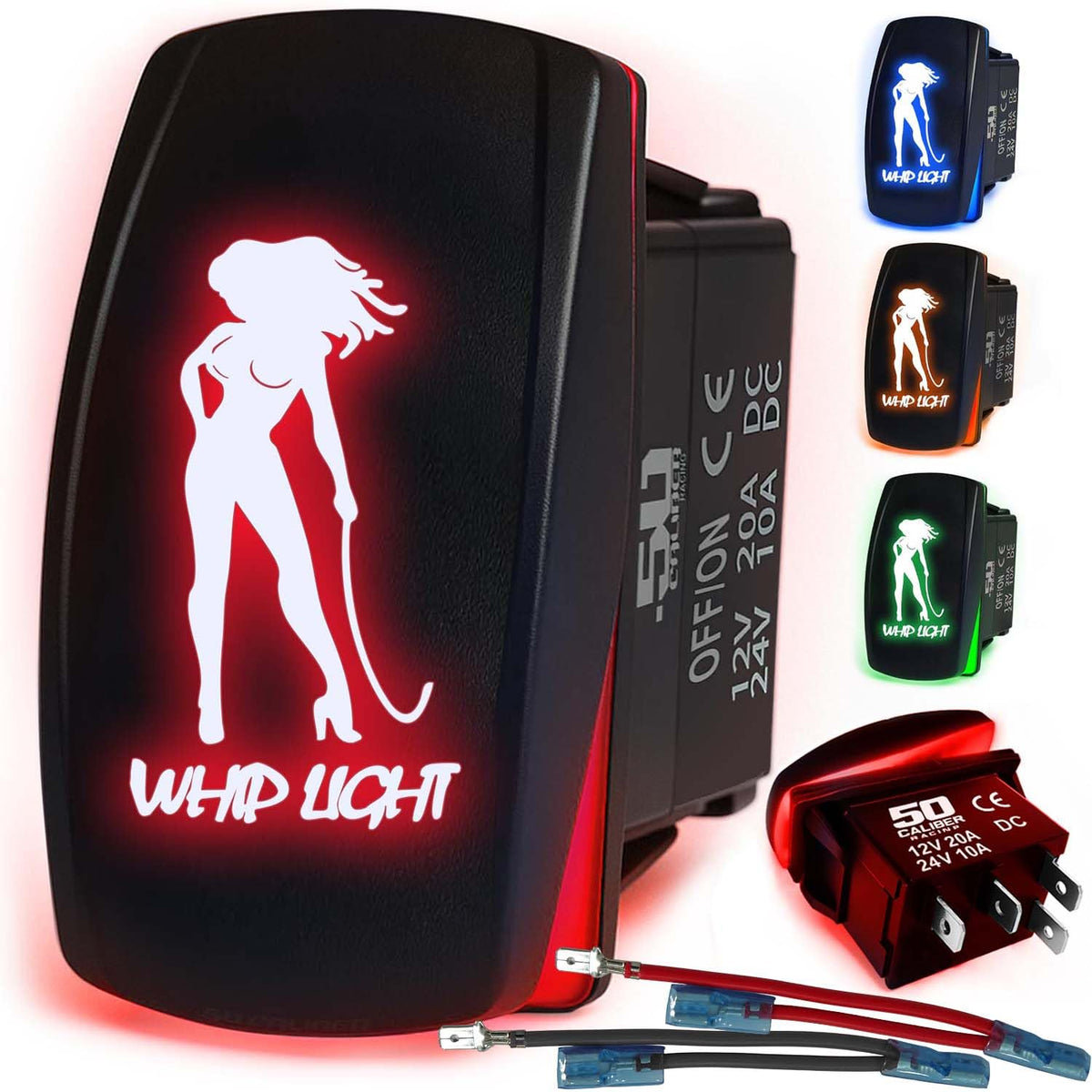Waterproof Funny Rocker Switch 12v ON/Off, LED Backlit with Etched Design w/Toggle Switch 12v - UTV, Auto, Boat 20A Variation