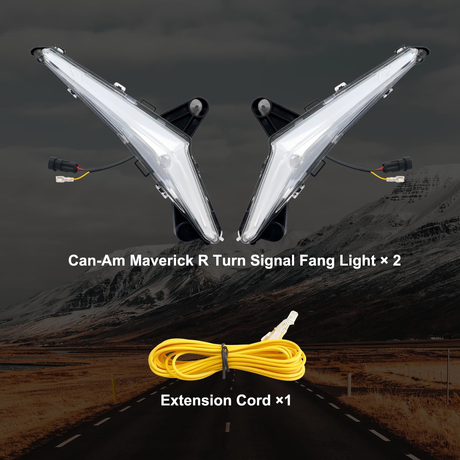 Tavaray  LED Fang Lights for Can-Am Maverick R 2024-2026 White DRL Turn Signals