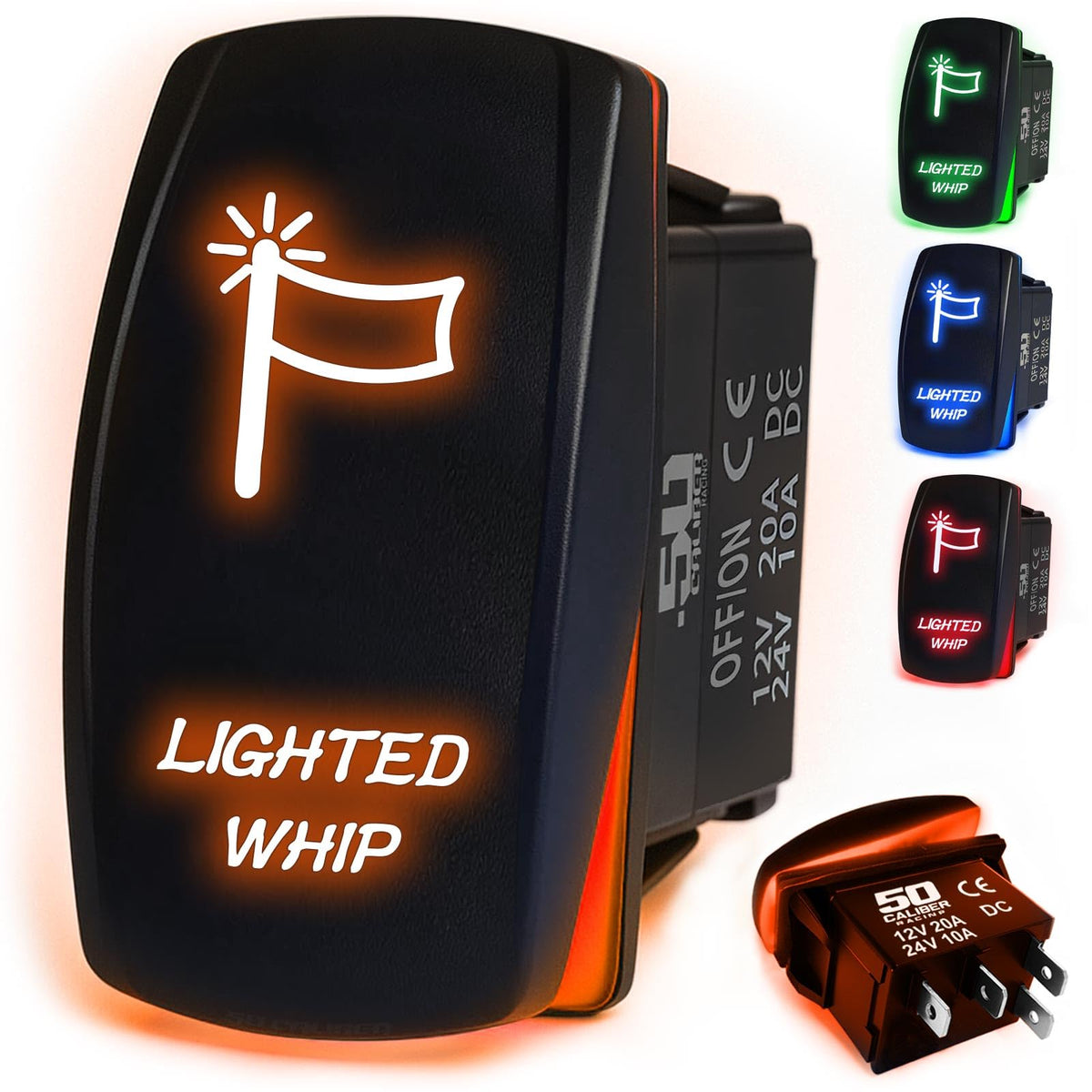 Waterproof Rocker Switch 12v ON/Off, LED Backlit with Etched Design w/Toggle Switch 12v - UTV, Auto, Boat 20A Variation