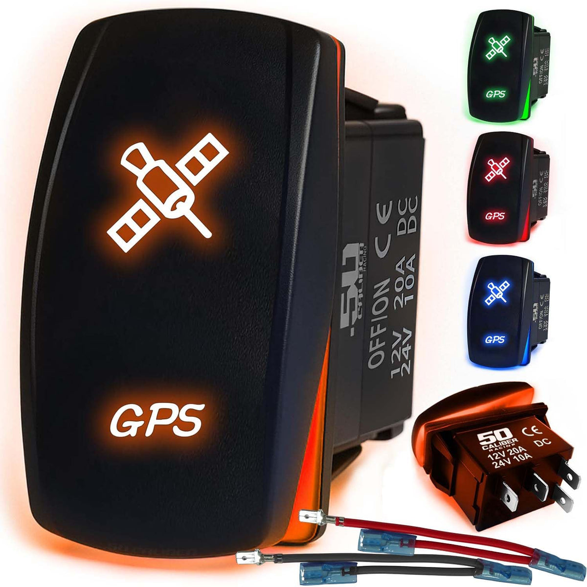 Waterproof Rocker Switch 12v ON/Off, LED Backlit with Etched Design w/Toggle Switch 12v - UTV, Auto, Boat 20A Variation