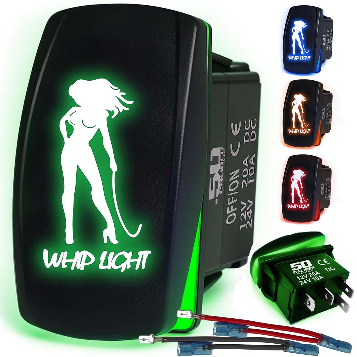 Waterproof Funny Rocker Switch 12v ON/Off, LED Backlit with Etched Design w/Toggle Switch 12v - UTV, Auto, Boat 20A Variation