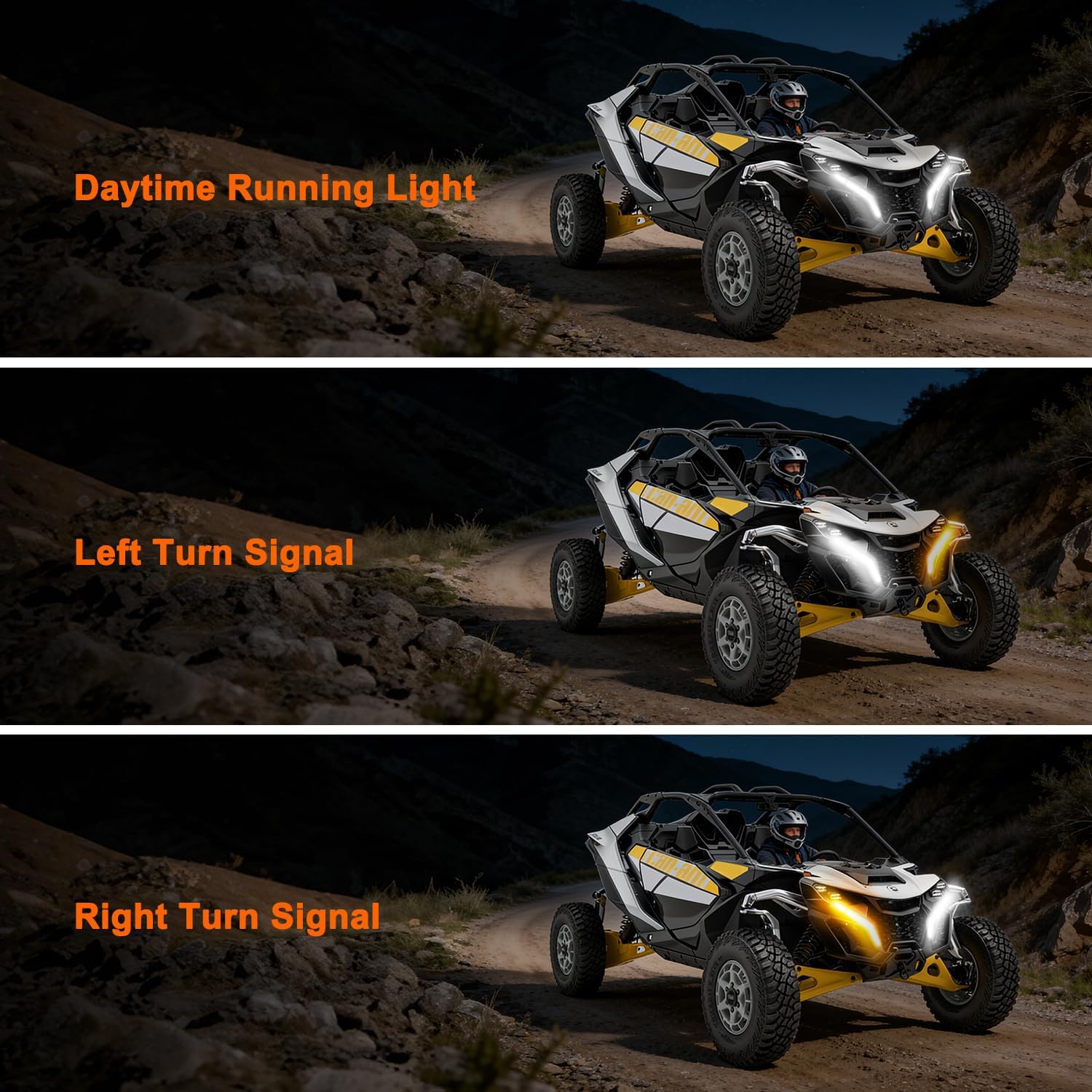 Tavaray  LED Fang Lights for Can-Am Maverick R 2024-2026 White DRL Turn Signals