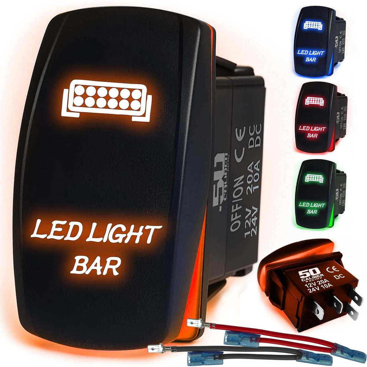 Waterproof Rocker Switch 12v ON/Off, LED Backlit with Etched Design w/Toggle Switch 12v - UTV, Auto, Boat 20A Variation