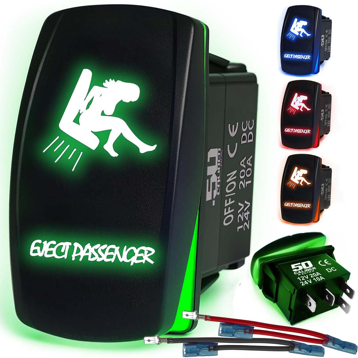 Waterproof Funny Rocker Switch 12v ON/Off, LED Backlit with Etched Design w/Toggle Switch 12v - UTV, Auto, Boat 20A Variation