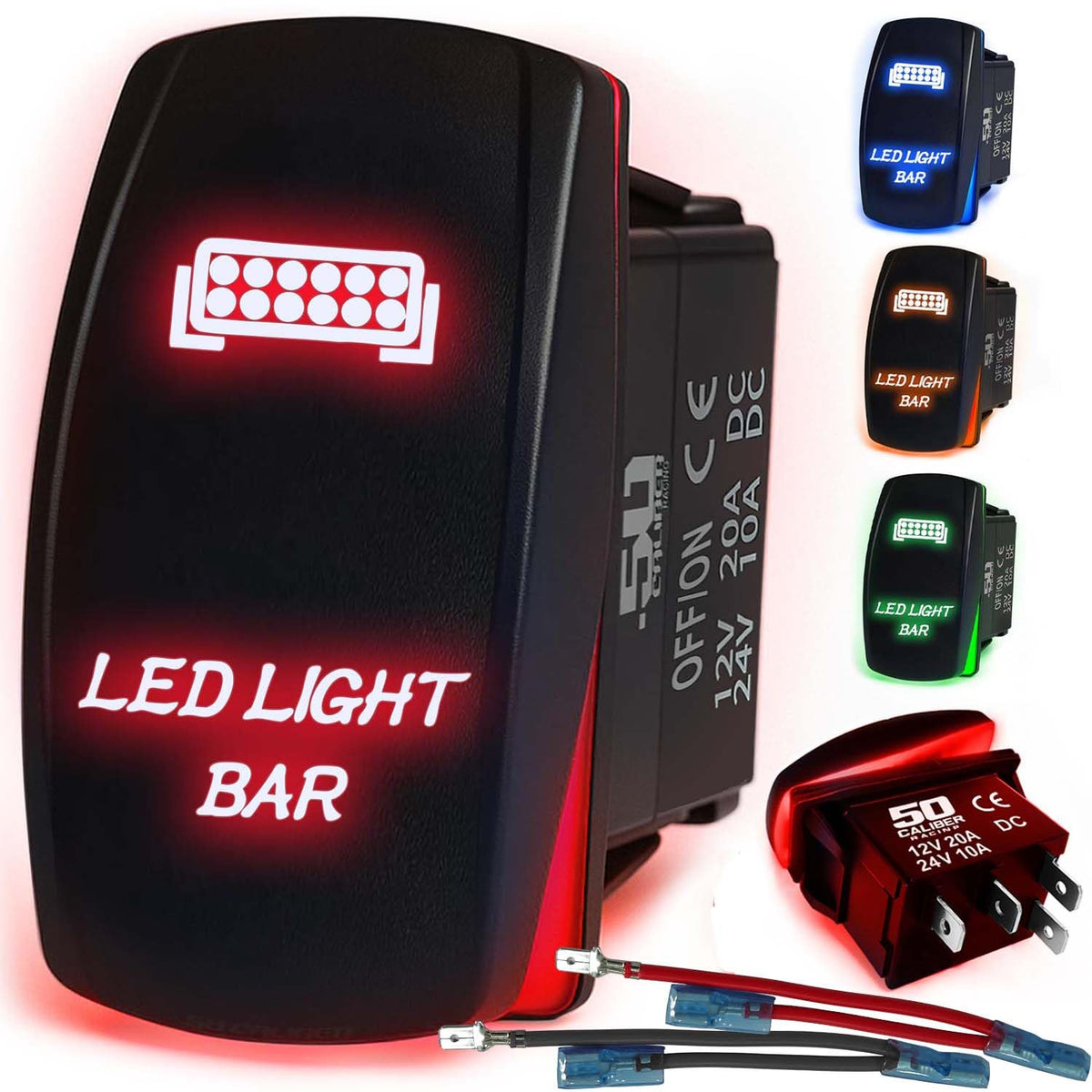 Waterproof Rocker Switch 12v ON/Off, LED Backlit with Etched Design w/Toggle Switch 12v - UTV, Auto, Boat 20A Variation