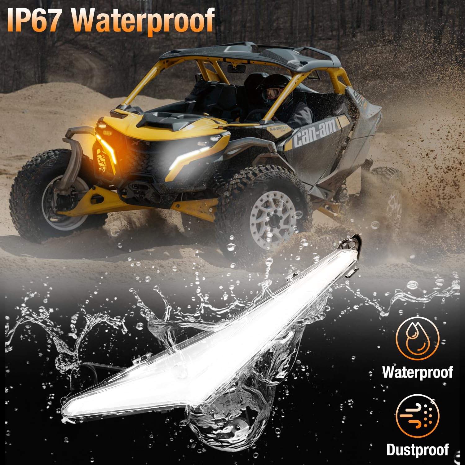 Tavaray  LED Fang Lights for Can-Am Maverick R 2024-2026 White DRL Turn Signals