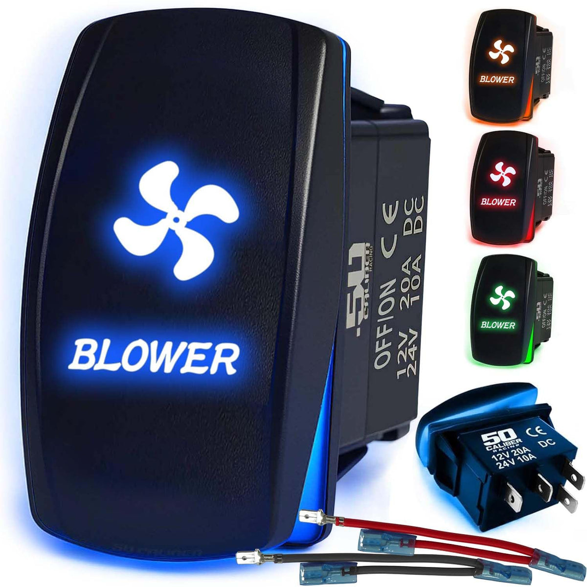 Waterproof Rocker Switch 12v ON/Off, LED Backlit with Etched Design w/Toggle Switch 12v - UTV, Auto, Boat 20A Variation